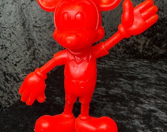 Vintage anni '70 Louis Marx Walt Disney plastica rigida Topolino giocattolo rosso