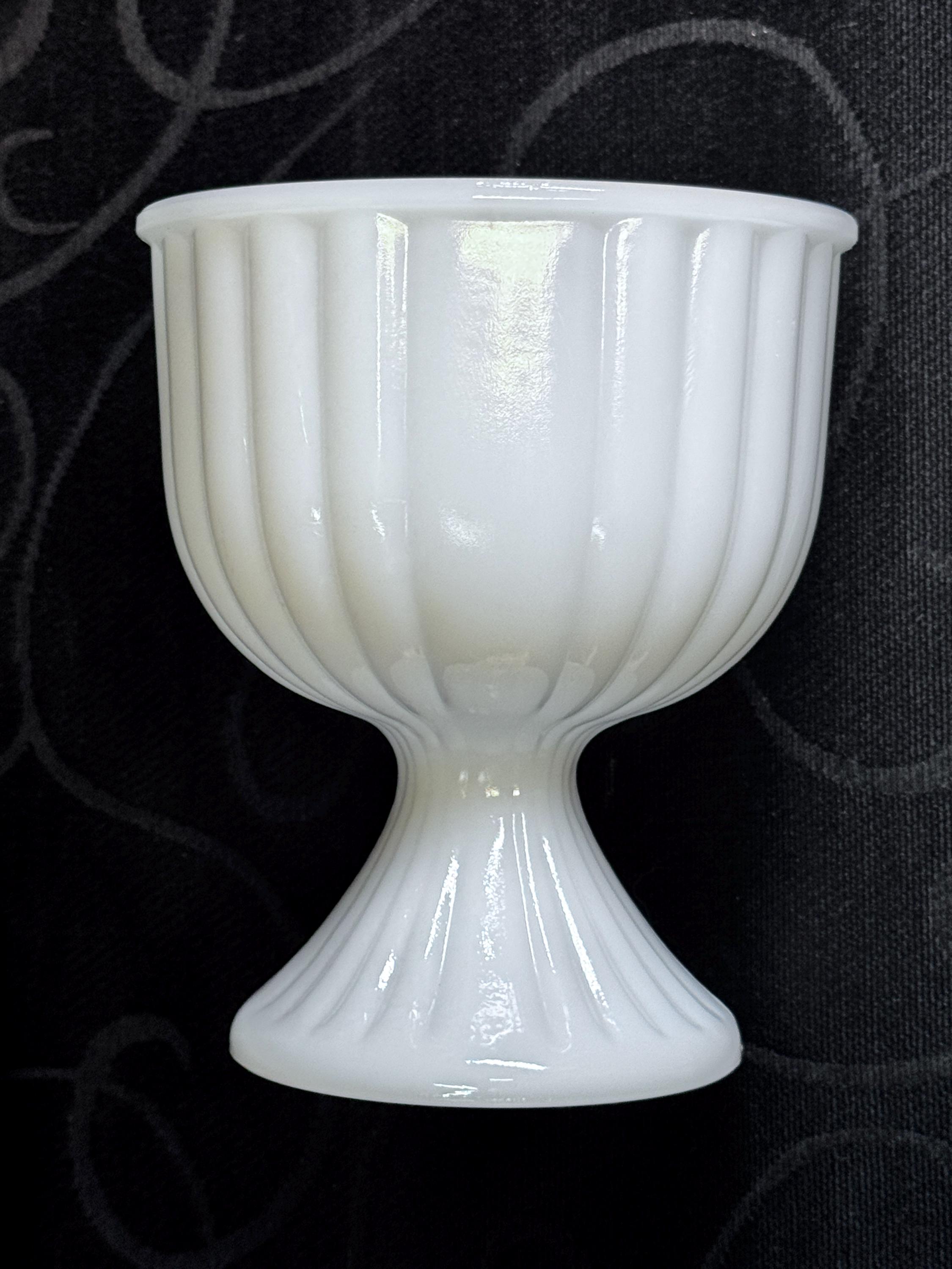 Vintage White Milk Glass Compote Bowl: Iridescent Pedestal Vase - Etsy