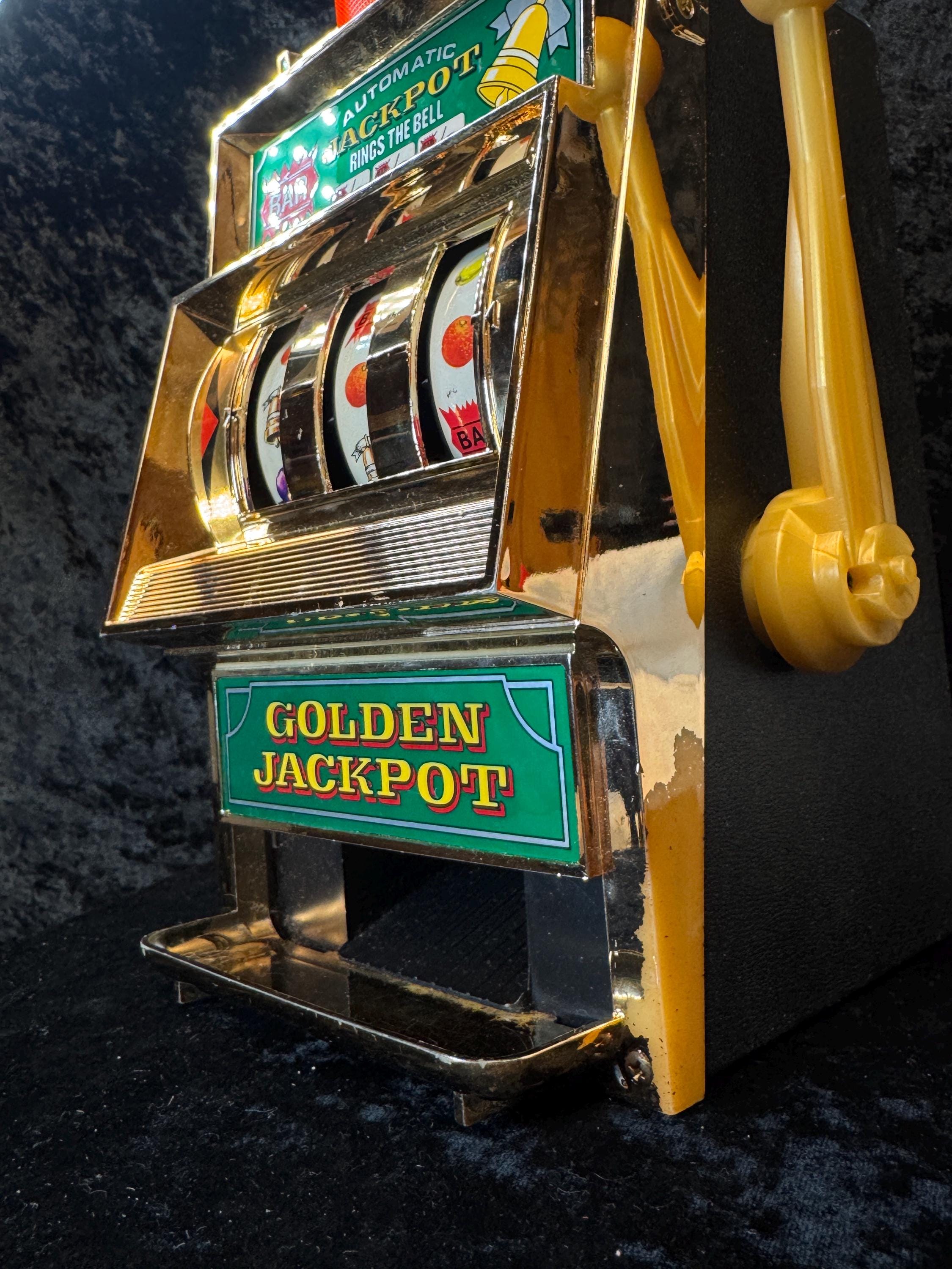 Vintage WACO Golden Jackpot Slot Machine Bank – Mechanical Coin Op