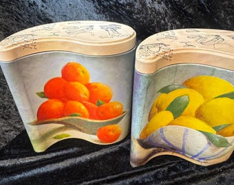 90s Porcelain Kitchen JAR With 3d Lemons Blue & White Canister - Etsy