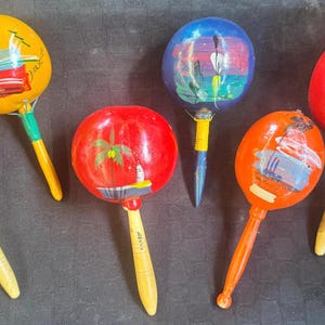 Vintage Mexican Maracas hand painted (set of 6)