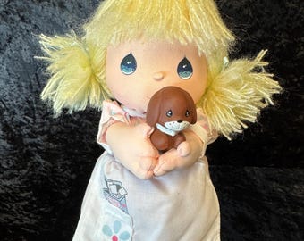 Vtg 1988 Precious Moments Doll-Blonde Girl & Puppy Dog, Blessed are  The Merciful