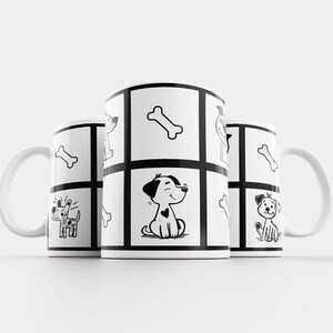 Hunde Tasse | Lustige Kaffeetasse mit Hundemotiv | Geschenk für Hundefreunde | Cartoon Hunde Design | 330 ml Keramiktasse.