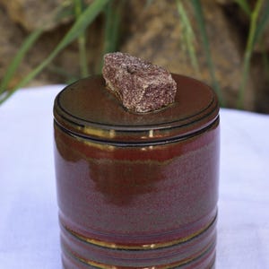 Box, jewelry box, stoneware, handmade, metallic red enamel