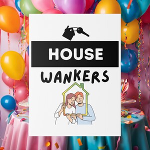 House Wankers Canvas. Funny house warming gift. Housewarming present idea. Fun gifts for happy couple, new house new home couples presents