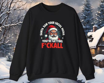 Santa Saw Your Social Media Christmas Jumper - Funny Xmas Sweater for Men & Women - Holiday Gift - Xmas Top - Perfect for Christmas Parties