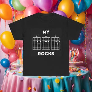 My Dad Rocks t shirt, D.A.D Chords. Clever gift for guitarist Dad. Birthday, father&#39;s day.