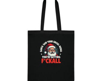 Bolsa navideña divertida con Papá Noel en tus redes sociales - Bolsa de regalo navideña divertida - Bolsa navideña para hombre y mujer - Bolsa ecológica para las fiestas
