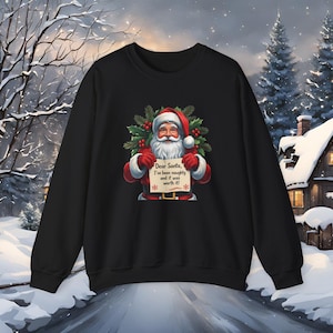 Funny Christmas Jumper, Dear Santa Ive Been Naughty Sweatshirt, Cheeky Xmas Jumper Gift, Retro Santa Holiday Jumper