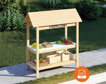 Planos para construir un puesto de granja: Carrito de mercado de verduras (Tutorial en PDF)