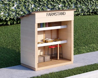 Plano de construcción de un puesto de venta de productos agrícolas en la carretera / Puesto de mercado agrícola / Descarga digital en PDF