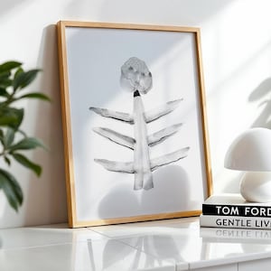 Minimalist Black and White Flower Print: Modern Botanical Wall Art