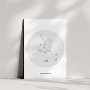 Tarjeta de boda para pareja, tarjeta de felicitación personalizada, postal divertida para recién casados, tarjeta de aniversario minimalista, nombres y fecha personalizados.