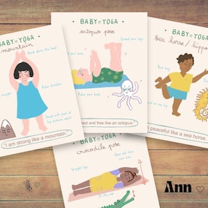 KIDS YOGA 10 cartes baby yoga FlashCards PDF imprimables Cartes des poses de yoga poses de yoga pour le préscolaire pleine conscience
