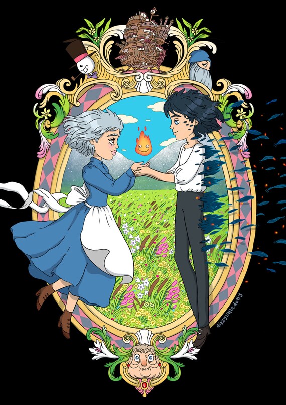 A4 Howl's Moving Castle Print Etsy