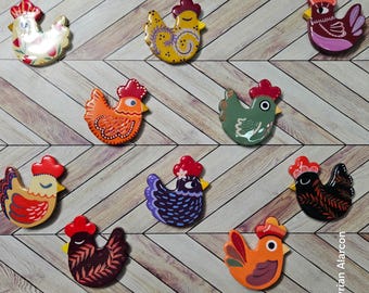 Clay Chicken Magnet | Farmhouse Decor | Chicken Lover Gift | Polymer Clay Magnet | Cottagecore Hen
