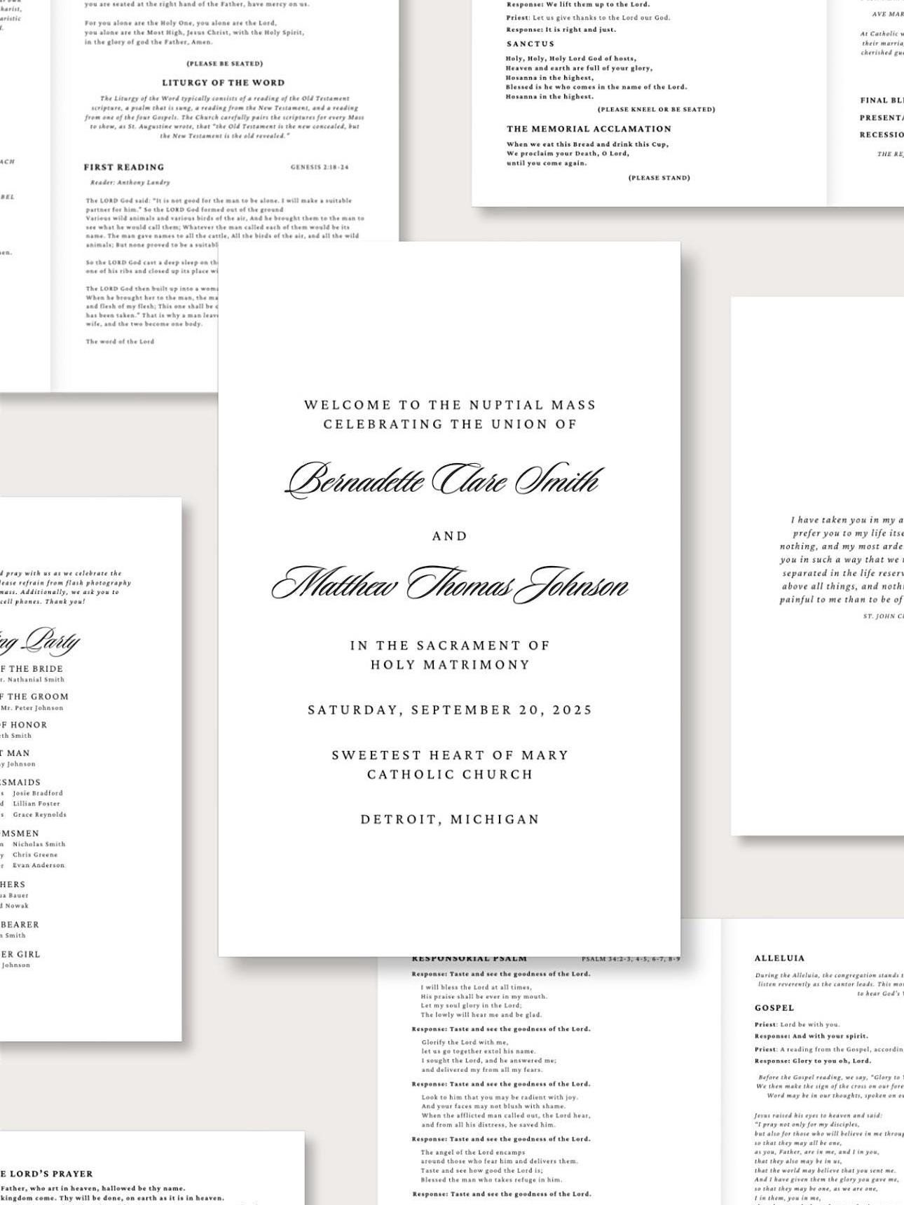 Catholic Wedding Mass Program Canva Template - Etsy