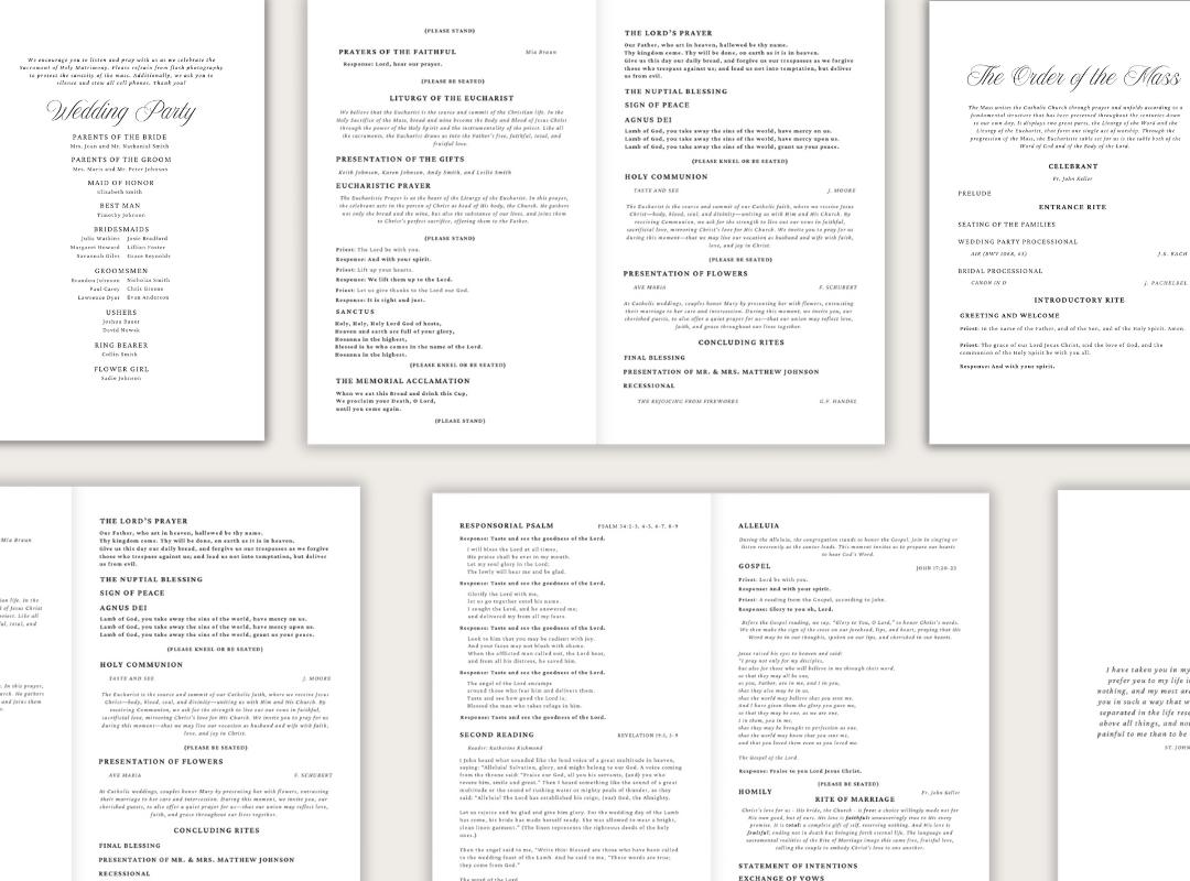 Mass Program Design Simple Catholic Wedding Mass Program Canva Template - Etsy