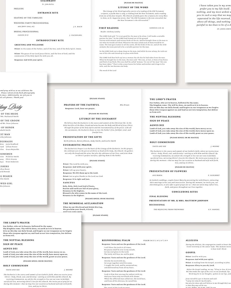 Catholic Wedding Mass Program Canva Template - Etsy