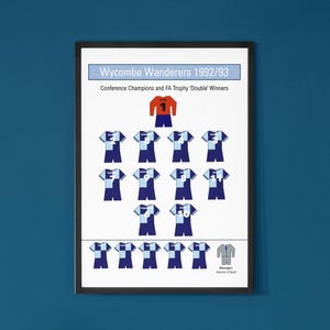 Wycombe Wanderers 1992/93 Double Winners Wooden Framed Poster