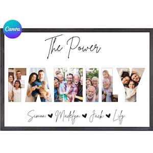 Family Photo Collage, Personalized Family Photo Frame, Family Photo Prints, Family Photo, Editable Template, Gifts for Her, Gifts for Him