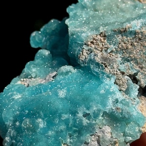 Vibrant Blue Hemimorphite Crystal on Matrix – Raw Healing Stone | Rare Botryoidal Specimen | Throat Chakra Crystal | China | 25p-2