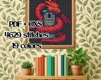 Kreuzstichmuster Drachenburg: Mittelalterliches Fantasy Design (PDF + OXS-Dateien)