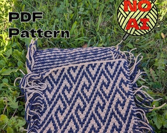 Black Sea Mosaic Crochet Pattern: Geometric Endless Waves Overlay Crochet PDF