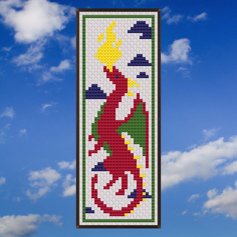 Fire Dragon Bookmark Cross Stitch Pattern PDF + OXS, Fantasy Creature ...