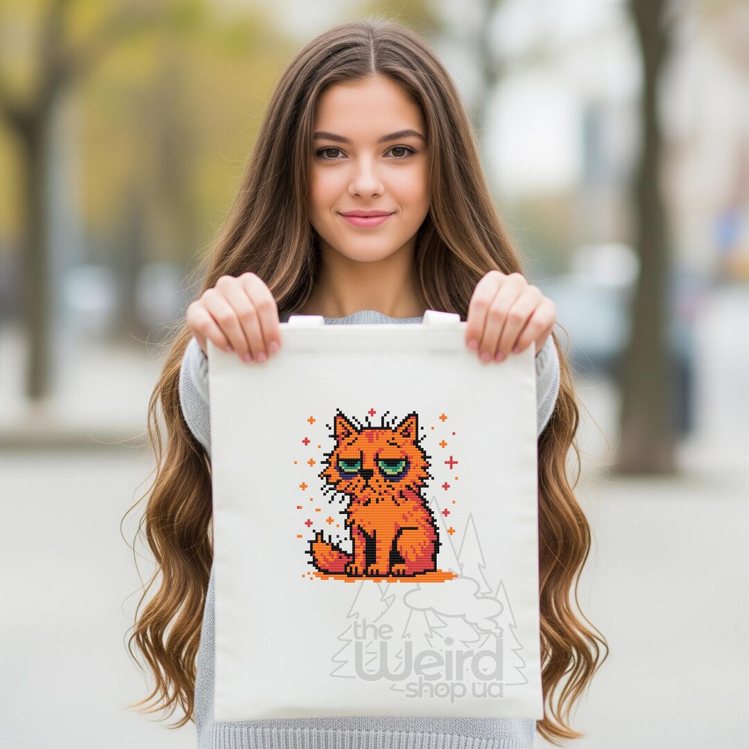 Tierd Cat.pdf Tired Cat Cross Stitch Pattern: Sleepy Cartoon Design (PDF + OXS Files ...