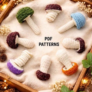 Fidget Mushroom PDF Set Pattern (4 in 1), Crochet Sensory Toy, Autism Stimming, ADHD Stim, Anxiety Relief