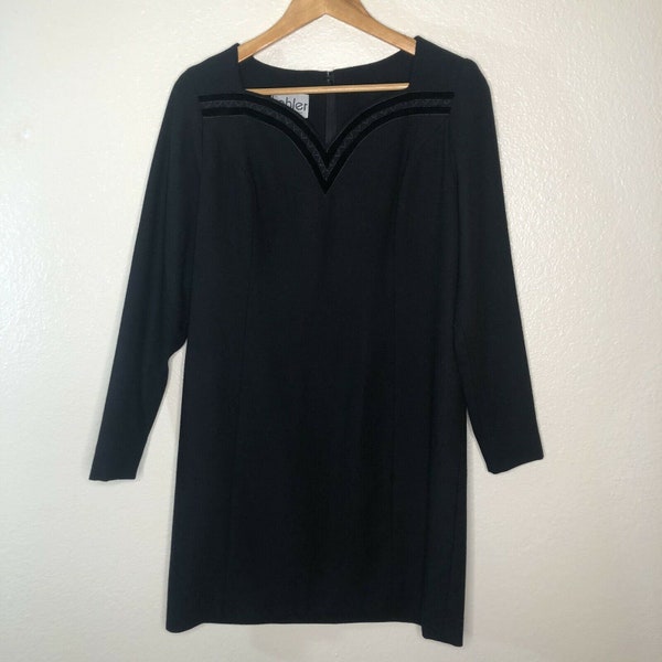 VTG Kohler Collection Black Shift Dress 100% Wool Stylish Retro Made Hong Kong