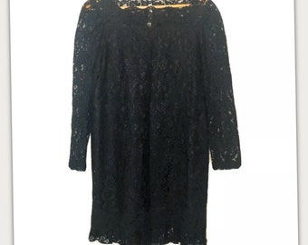 The Wilroy Traveller N.Y. Women's Black Lace Occasion Dress Vintage Size 8 ILGWU