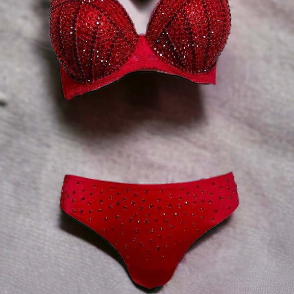 FC Siam Thong / Red Bonded Micro Thong with Resin Rhinestones (Bra sold Separately)