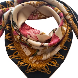 Christian Dior 80s vintage scarf スカーフ VINTAGE 80s Christian DIOR Scarf 100% Silk Echarpes Lg