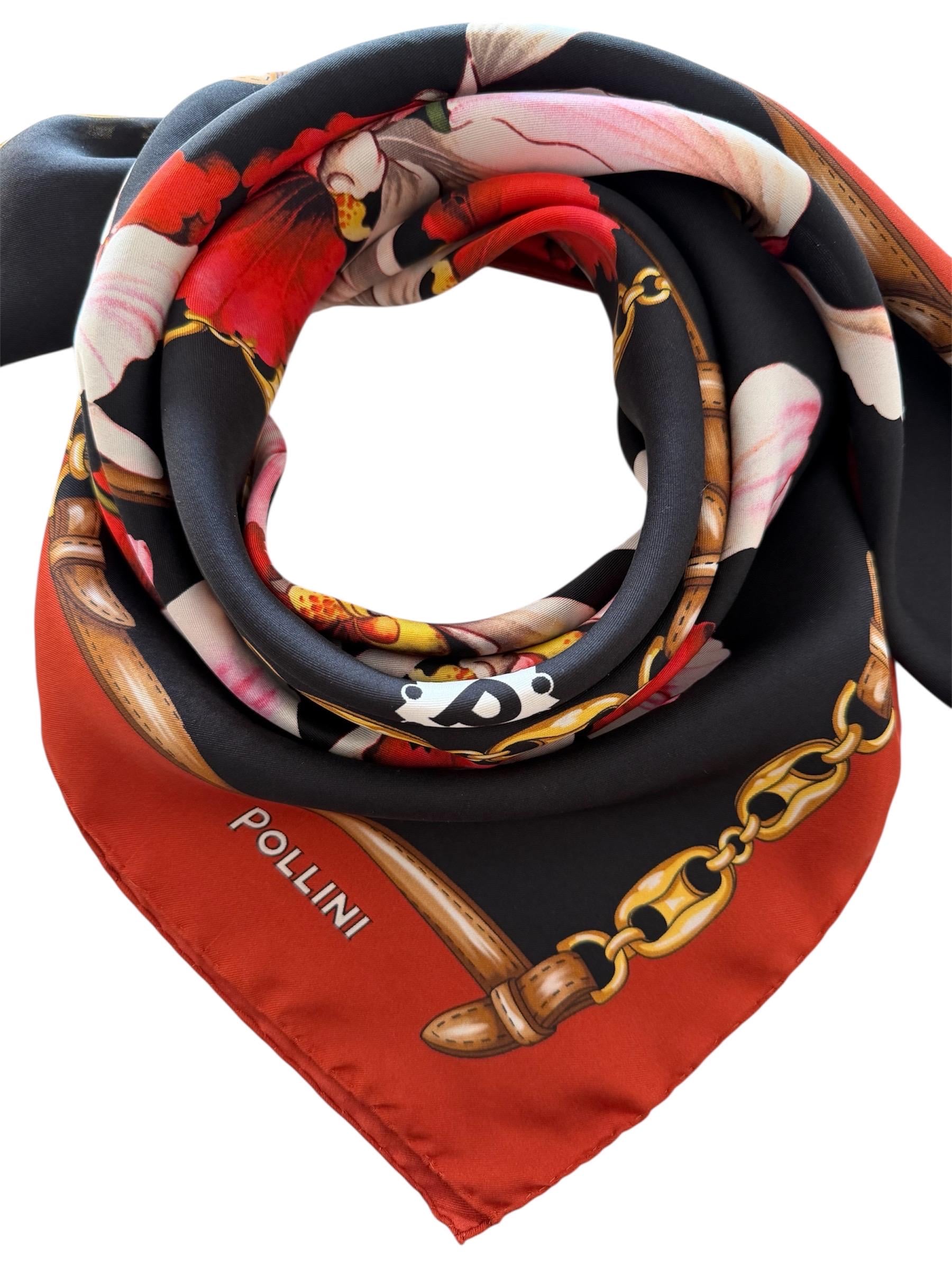 Foulard en soie ART 135x135cm rouge bleu violet - AALLARD de Megève