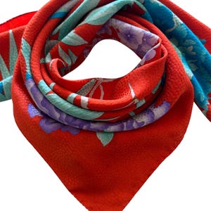 Vintage LEONARD Paris jacquard silk scarf red floral rare luxury Maison Leonard
