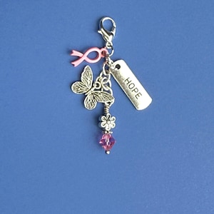 Breast Cancer Awareness Charm: Badge Charm, Zipper Pull, Lanyard Pull Charm, ID Holder Charm, Planner Notebook Charm, Journal Charm