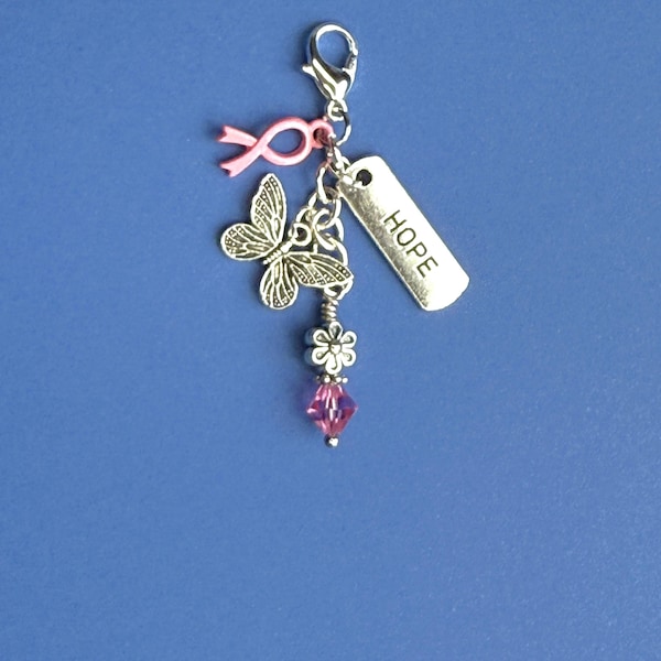 Breast Cancer Awareness Charm: Badge Charm, Ritssluiting, Lanyard Pull Charm, ID-houder Charm, Planner Notebook Charm, Journal Charm