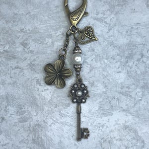 Vintage Key Charm, Skeleton Key Purse Charm, Steampunk Key Charm, Victorian Key charm, Key Charm, Key Gift