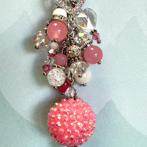 Pink and white Purse Charm, Pink bag charm, Pink Charm, Pink Accessories, Purse Charm, Pink Keychain, Bling, Bag Charm, Bag Accessories
