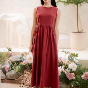 Linen Maxi Dress With Pockets, Sleeveless Linen Dress, Floor Length Summer Dress, Elegant Linen Dress, Wedding Guest Dress, Romantic Dress