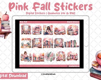 Pink Fall Digital Stickers: Planner, Goodnotes, PNG (Transparent PNG)