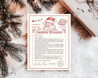 Personalized Letter From Santa Claus, Santa Letter Template, Christmas Eve, North Pole Express Mail Santa, Kids Letter, Printable Editable