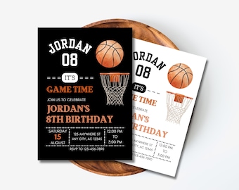 Editable All Ages Basketball Birthday Invitation, Game Time, Basketball Invite, Basketball Dribble Invite, Slam Dunk, Any Age Sports Party