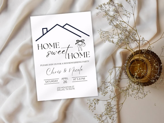 Editable Housewarming Invitation, Housewarming Party Invite, Modern Minimalistic, Home Sweet Home, New Home Card, Printable Template