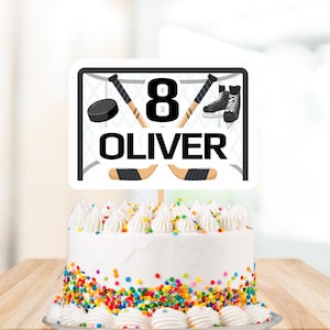 Editable Ice Hockey Cake Topper, Hockey Centerpiece, Hockey Birthday Party Decoration, Sports Table Decor, Any Age Printable Template