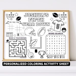 Football Birthday Coloring Sheet, Personalized Activity Sheet, Coloring Placemat, Sports Kids Birthday Party, Party Favor, Editable All Ages