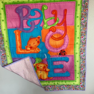 Baby Love Handcrafted Quilted Baby Blanket, Nursery Decor, Newborn Gift