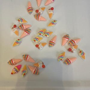 7pc Ice Cream Cone Cabochons | Flatback Resin Embellishments | Fake Bake Essentials | DIY Kawaii Embellishments